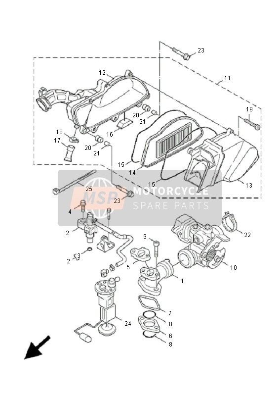 Yamaha NXC125 CYGNUS X 2009 Inlaat voor een 2009 Yamaha NXC125 CYGNUS X